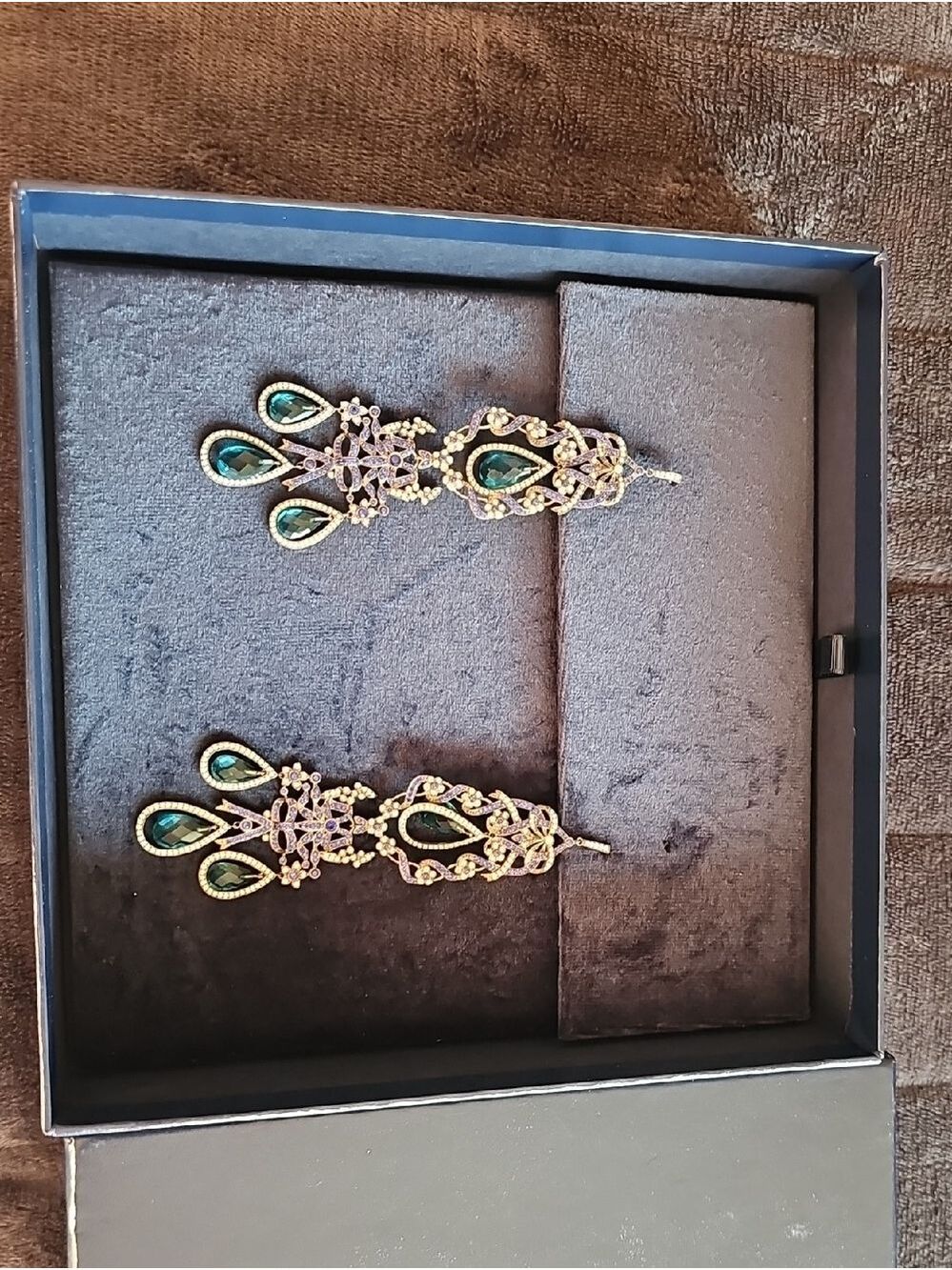 Ralph Lauren Sterling Silver Crystal Earrings Blue Silver - Picture 4 of 5